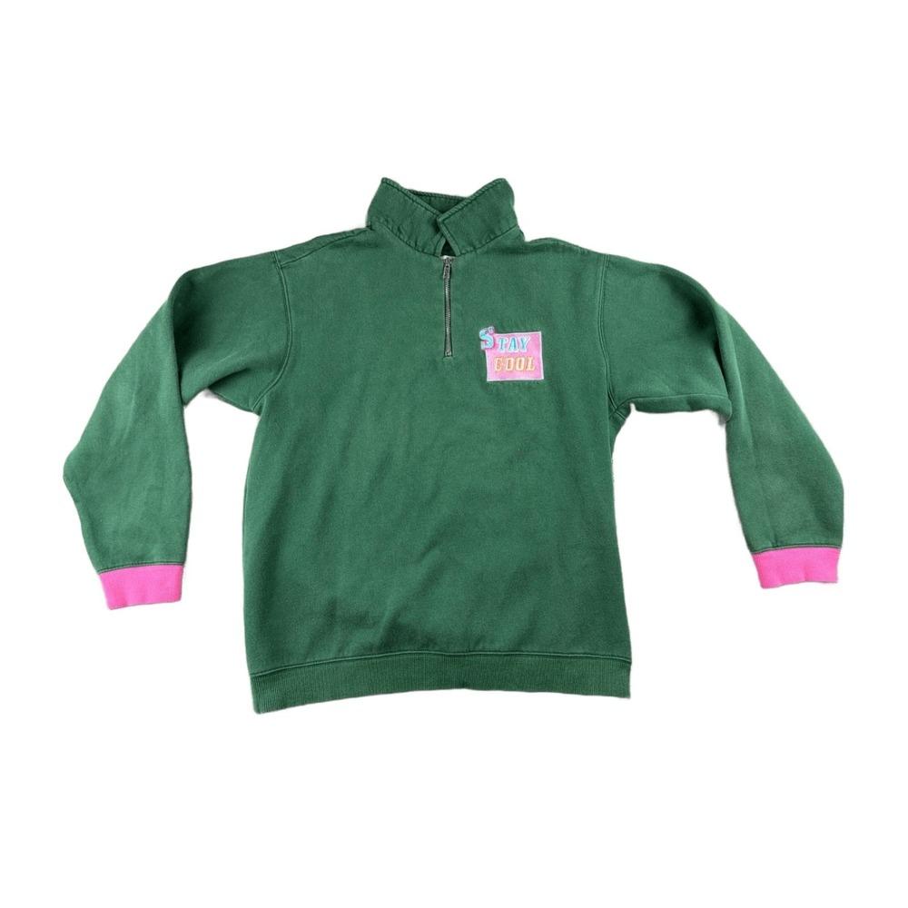 Staycoolnyc‎ Sweatshirt Men S Green 1/4 Zip Stay Cool Streetwear Skate Hip Hop